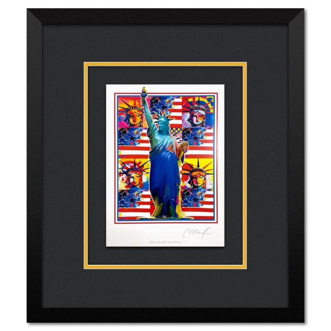 Peter Max, "God Bless America - with Five Liberties" Framed Limited Edition Lithograph, Numbered and (1 of 2)