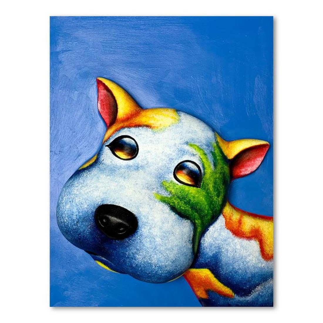 Wang, "Buster" Hand Painted Limited Edition Bas Relief Sculpture, Numbered 2/99, Hand Signed and (1 of 3)