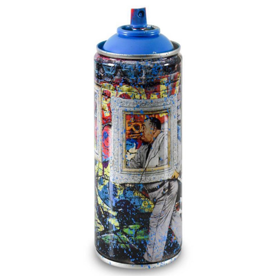 Mr. Brainwash, "Wall Frame (Cyan)" Limited Edition Hand Painted Spray Can. (1 of 3)