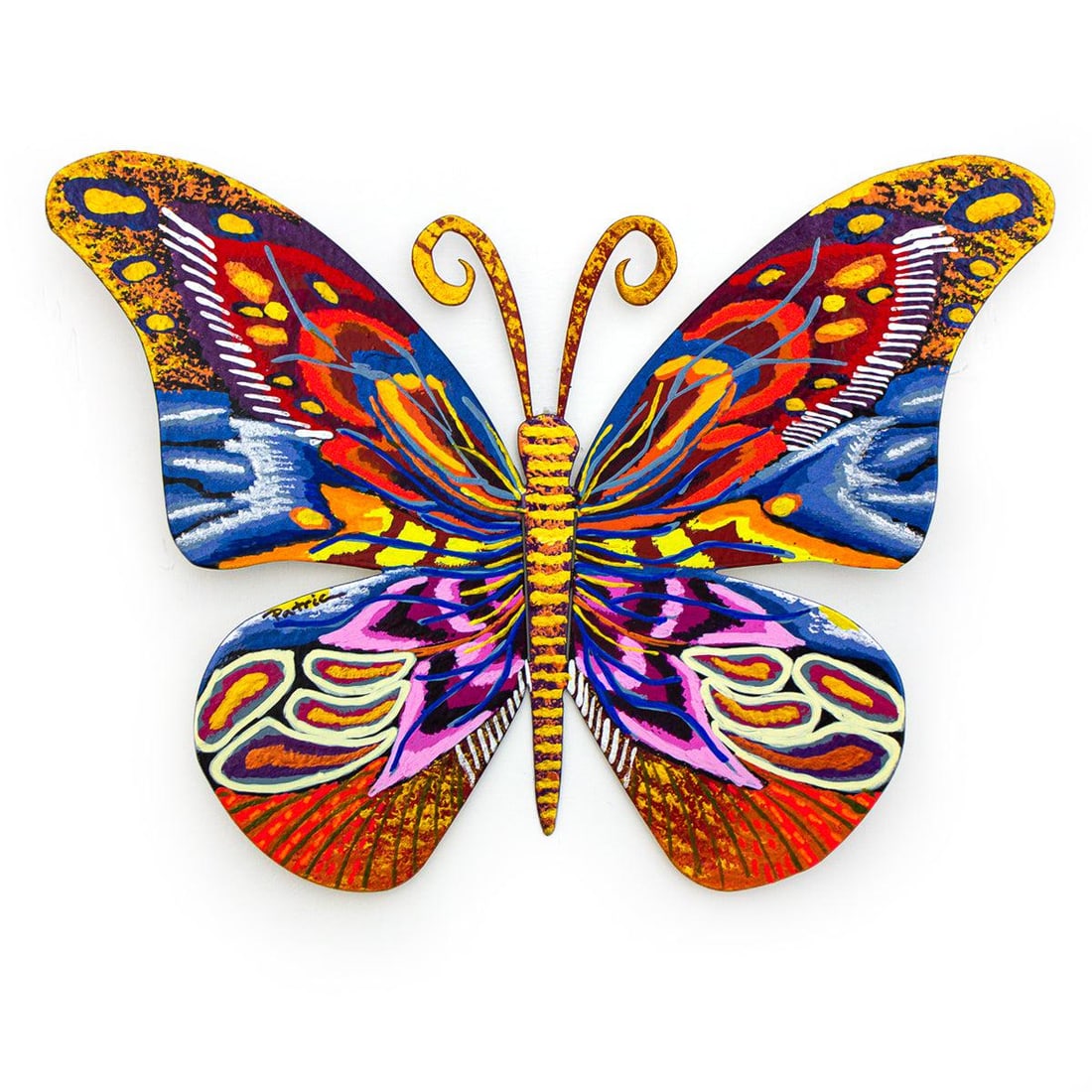 Patricia Govezensky- Original Painting on Cutout Steel "Butterfly": Artist: Patricia Govezensky. Medium: Original Painting on Cutout Steel. Title: Butterfly. Size: 8.5" x 12". Signature: Hand Signed by the artist. Certificate of Authenticity: From the publisher. Refer