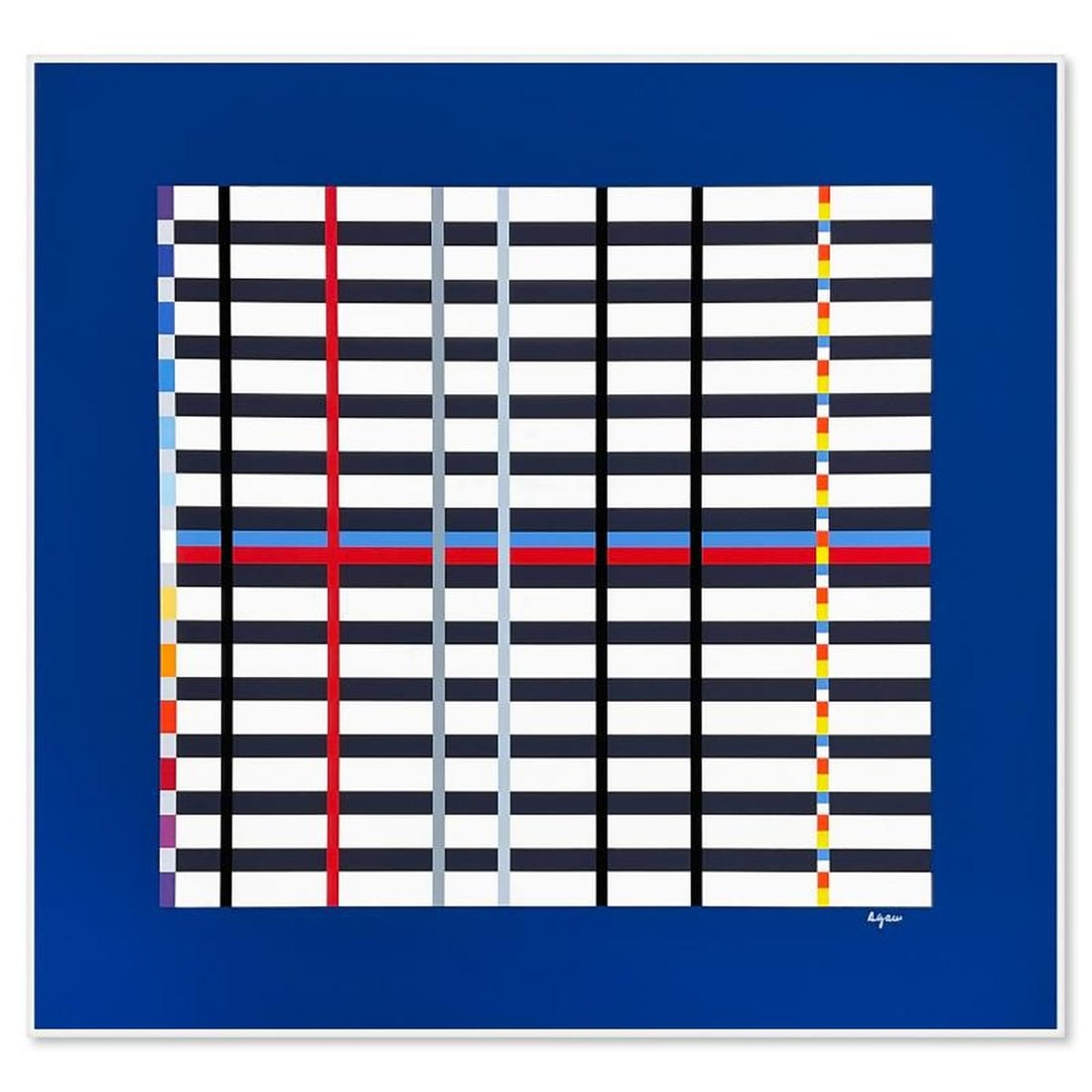 Yaacov Agam, "Hommage du Mondrian (Dark Blue)" Limited Edition Serigraph, Numbered and Hand Signed (1 of 2)
