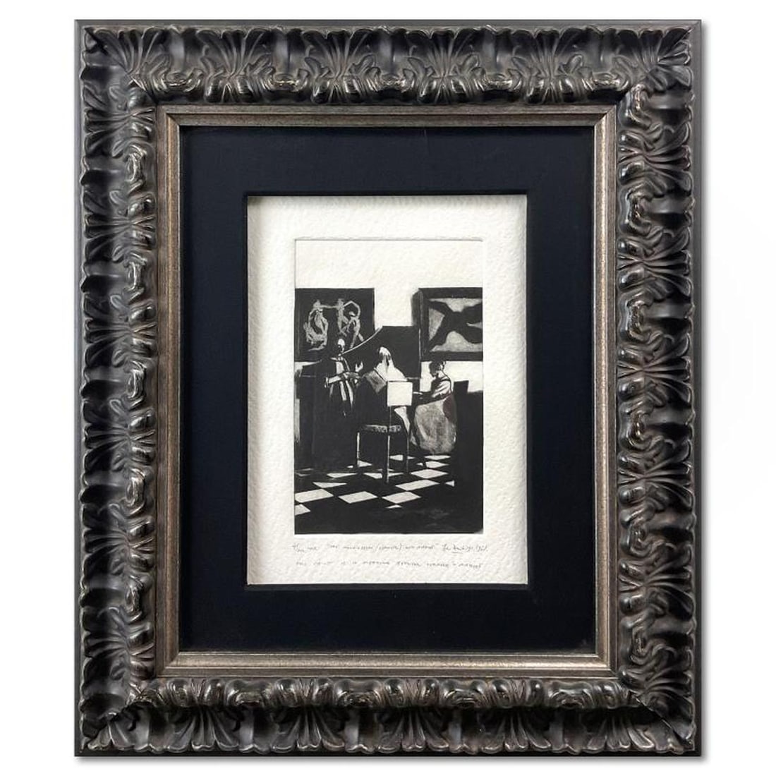 John Drawbridge, "The Music Lesson" Limited Edition Mezoprint and Drypoint, Numbered 45/100 and Hand (1 of 2)