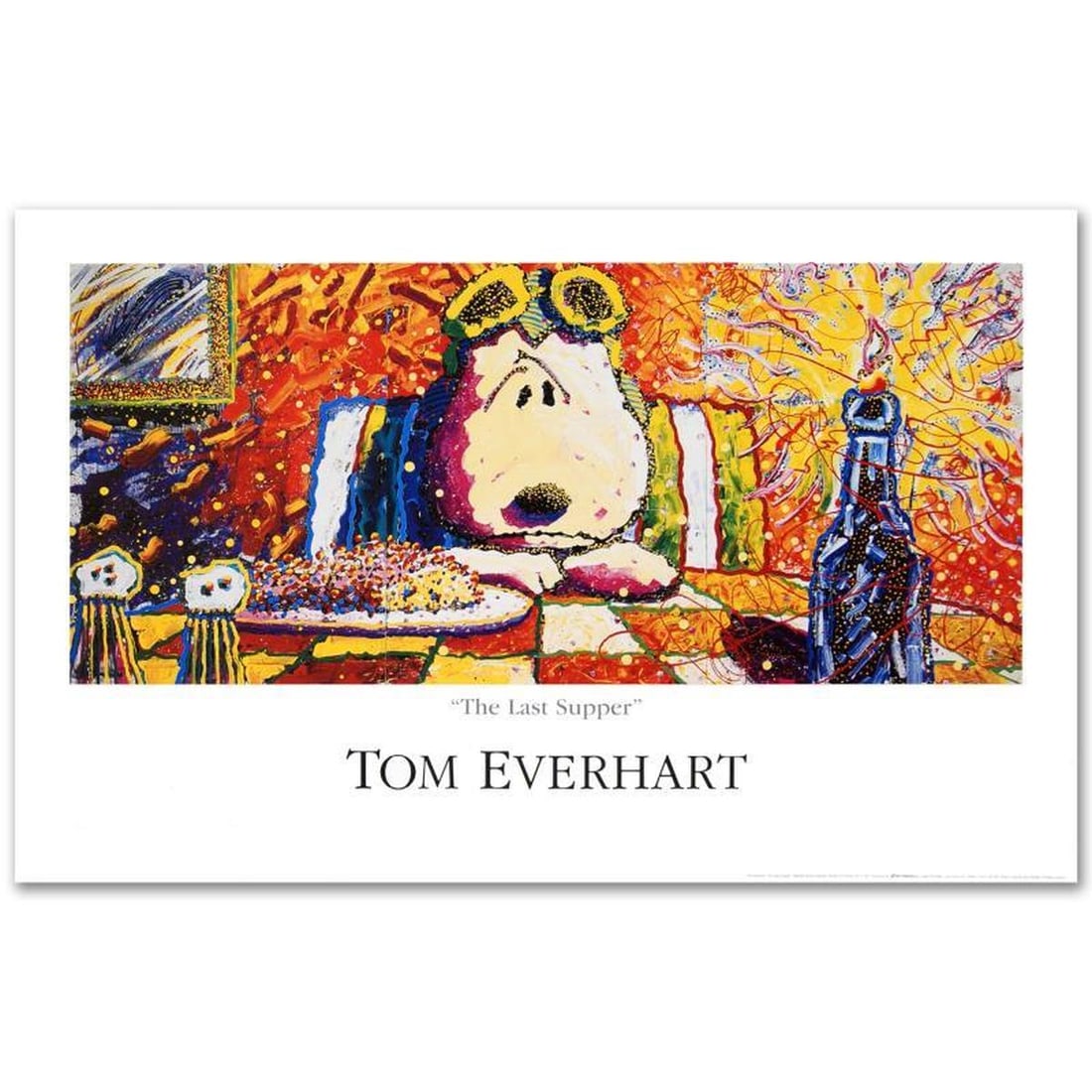 Last Supper Fine Art Poster by Renowned Charles Schulz Protege Tom Everhart.: Last Supper is a Fine Art Poster on paper, by Tom Everhart. Measures approx. 38" x 24" (with border); 34" x 19" (image with text). Reference#: 50768.