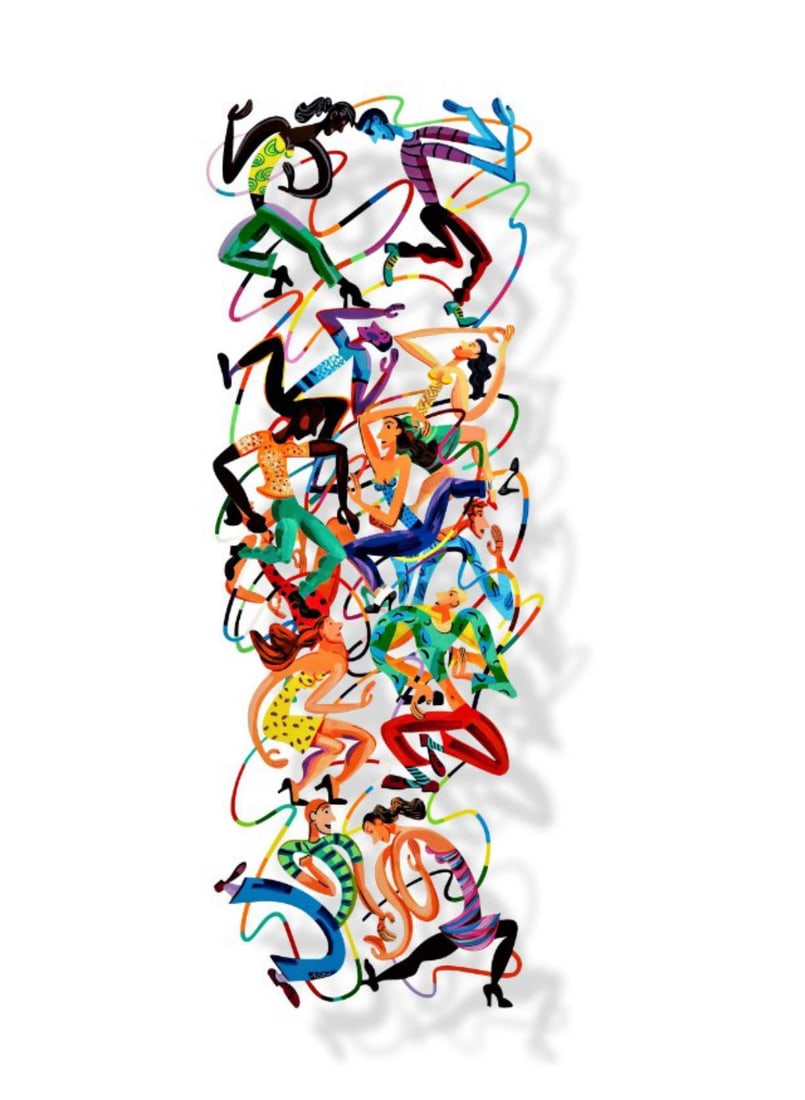 David Gerstein- Mixed Media Cutout Aluminum "Disco - Vertical": Artist: David Gerstein. Medium: Mixed Media Cutout Aluminum. Title: Disco - Vertical. Size: 24" x 64". Signature: Signed and numbered. Certificate of Authenticity: Is included. Additional: Edition of