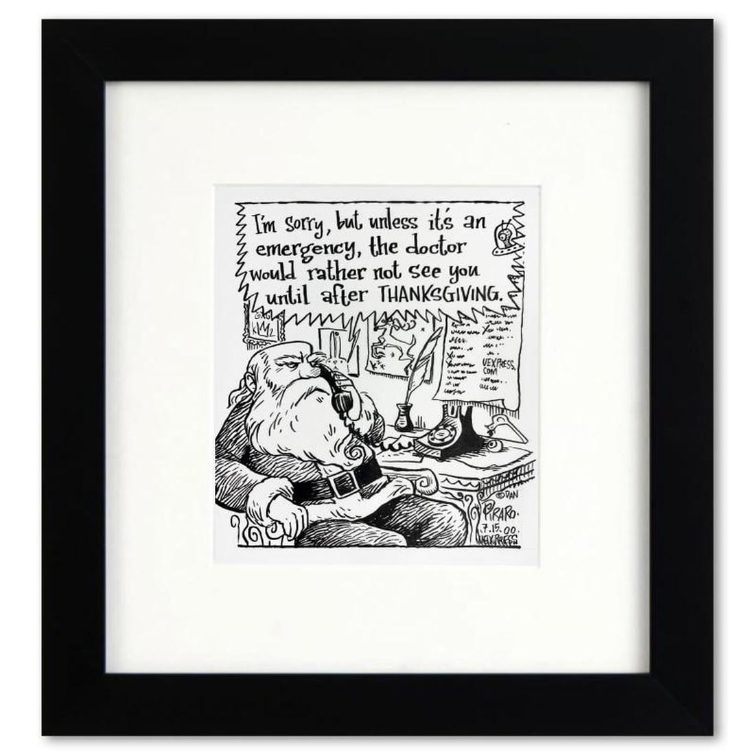 Bizarro, "Santa Doctor" is a Framed Original Pen & Ink Drawing by Dan Piraro, Hand Signed with (1 of 1)