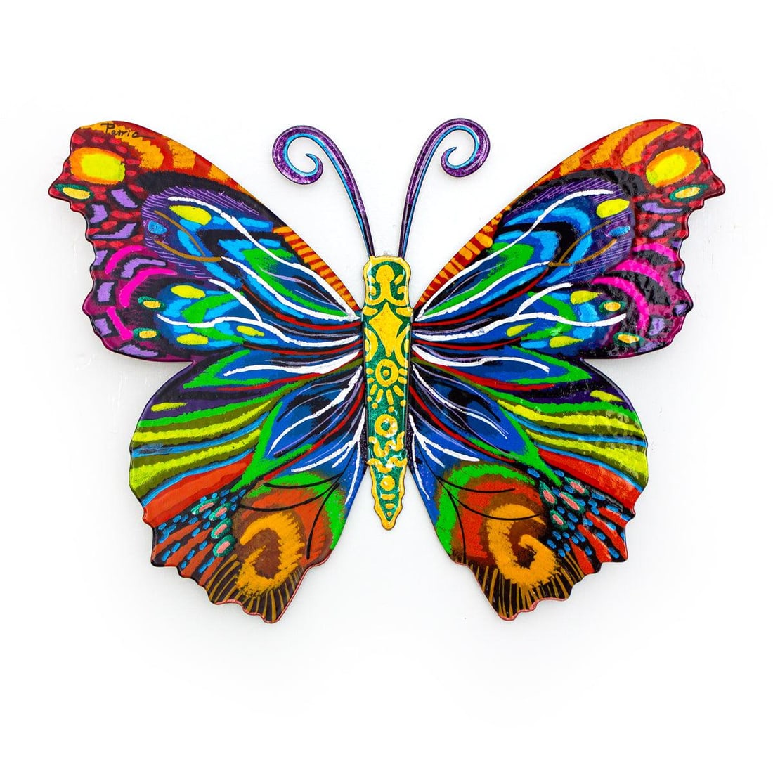 Patricia Govezensky- Original Painting on Cutout Steel "Butterfly ": Artist: Patricia Govezensky. Medium: Original Painting on Cutout Steel. Title: Butterfly . Size: 9" x 12". Signature: Hand Signed by the artist. Certificate of Authenticity: From the publisher. Refere
