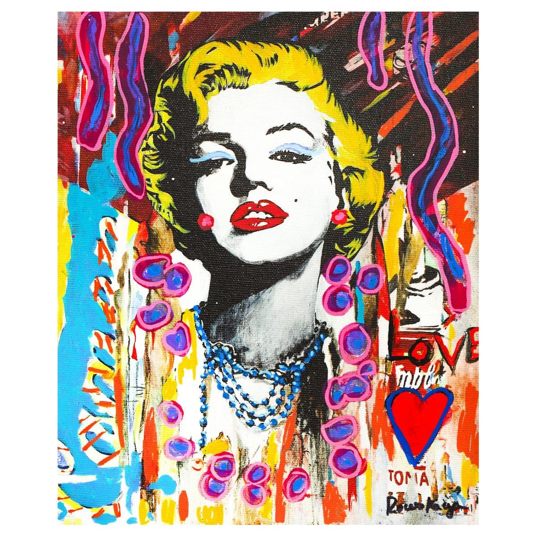 Nastya Rovenskaya- Mixed Media "Marilyn Monroe II": Artist: Nastya Rovenskaya. Medium: Mixed Media. Title: Marilyn Monroe II. Size: 10" x 8". Signature: Hand signed. Certificate of Authenticity: Is included. Reference#: 58286.