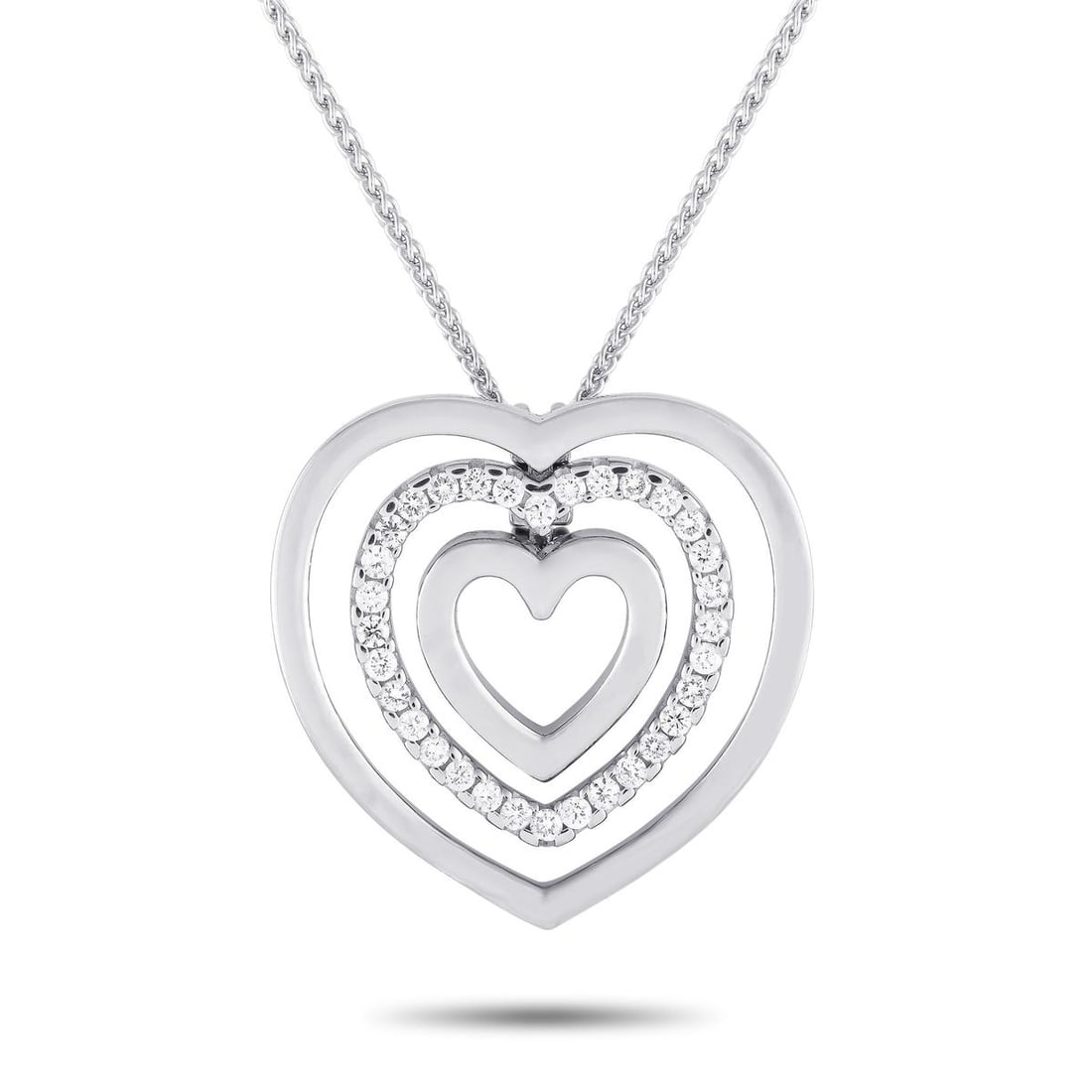 Chimento 18K White Gold 0.40ct Diamond Heart Necklace: This timeless classic from the Italian fine jewelry brand Chimento makes a lovely daily sparkler. It features a heart pendant measuring 0.85 by 0.85\ Category: Necklace Condition: Estate Gender: Ladie