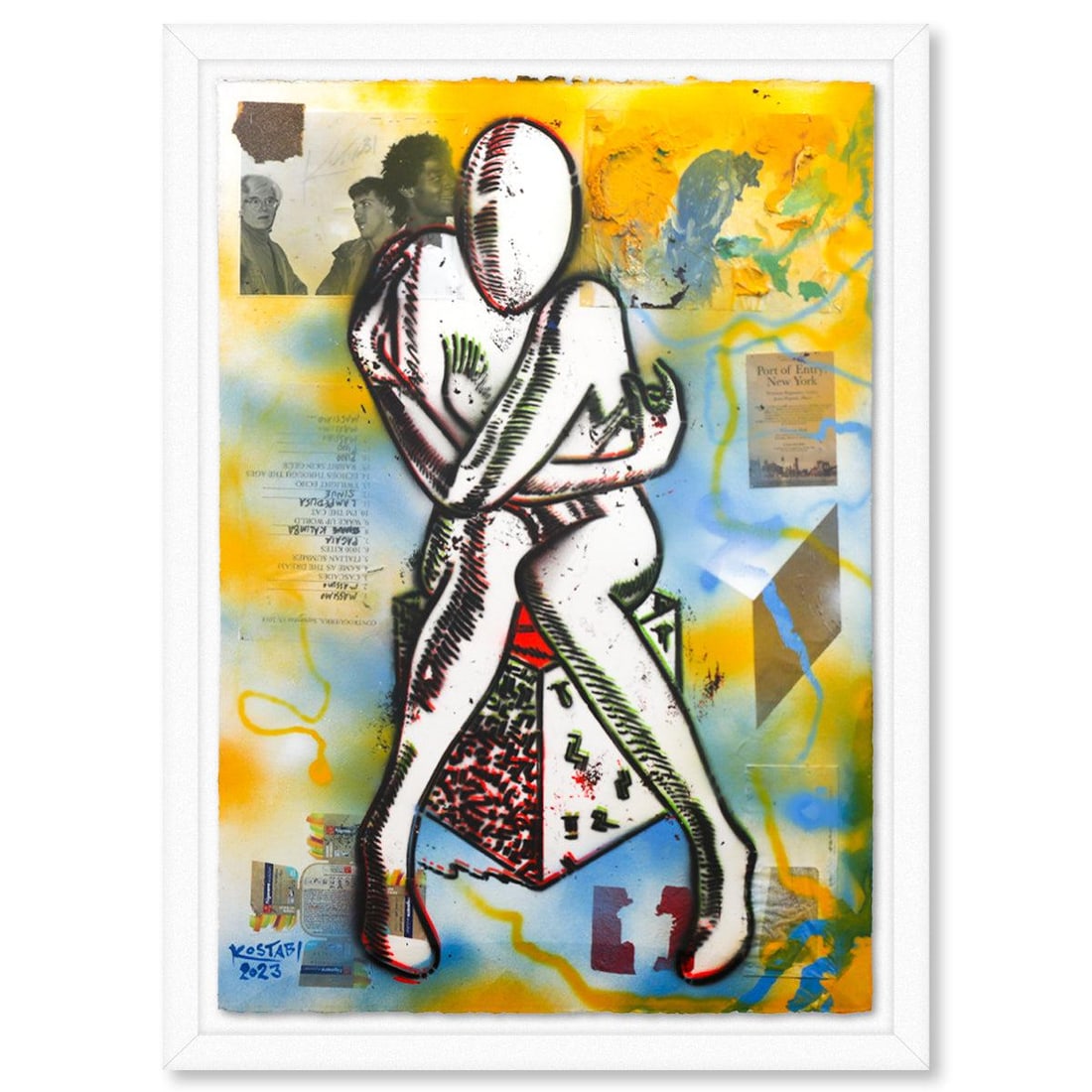 Mark Kostabi- Original Mixed Media on Paper "Evolution Of An Idea" (1 of 3)