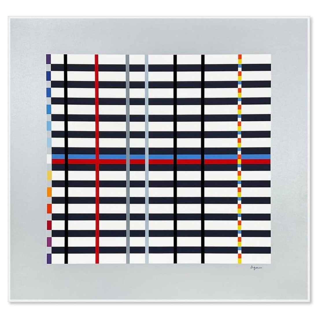 Yaacov Agam, "Hommage du Mondrian (Silver)" Limited Edition Serigraph, Numbered and Hand Signed with (1 of 2)