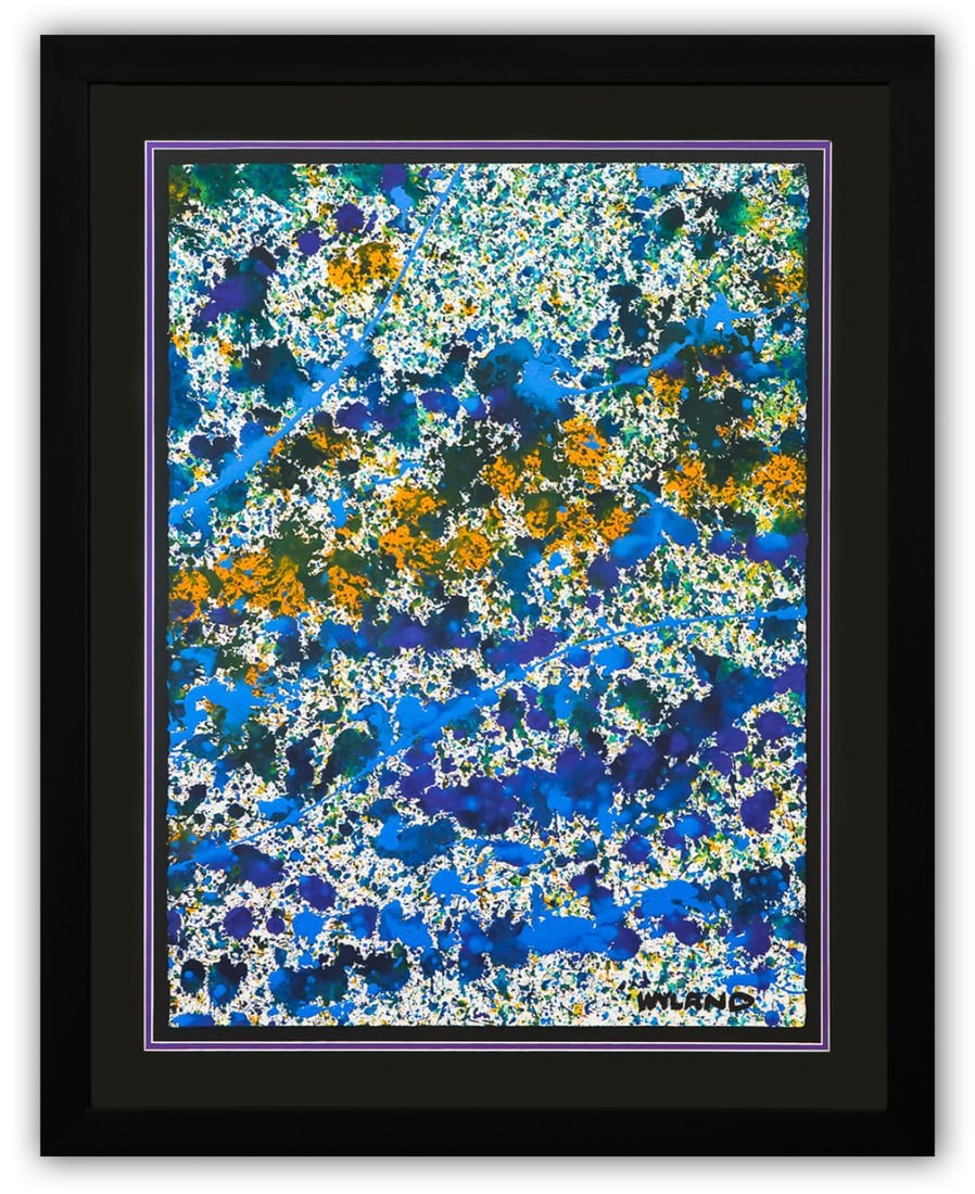 Wyland- Original Watercolor Painting on Deckle Edge Paper "Abstract Drip" (1 of 3)