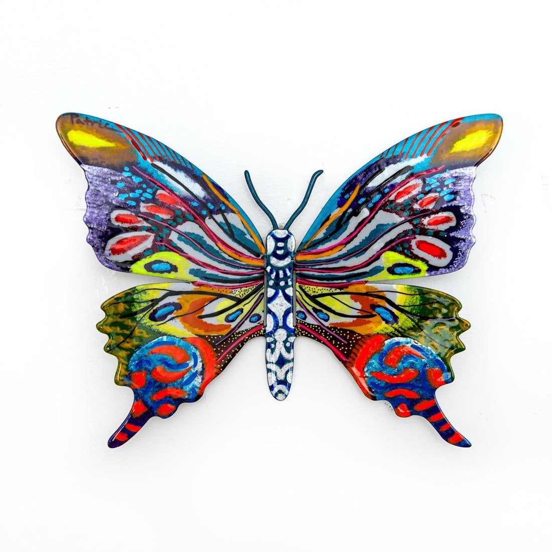 Patricia Govezensky- Original Painting on Cutout Steel "Butterfly": Artist: Patricia Govezensky. Medium: Original Painting on Cutout Steel. Title: Butterfly. Size: 6" x 8". Signature: Hand signed by the artist. Certificate of Authenticity: From the publisher. Referenc