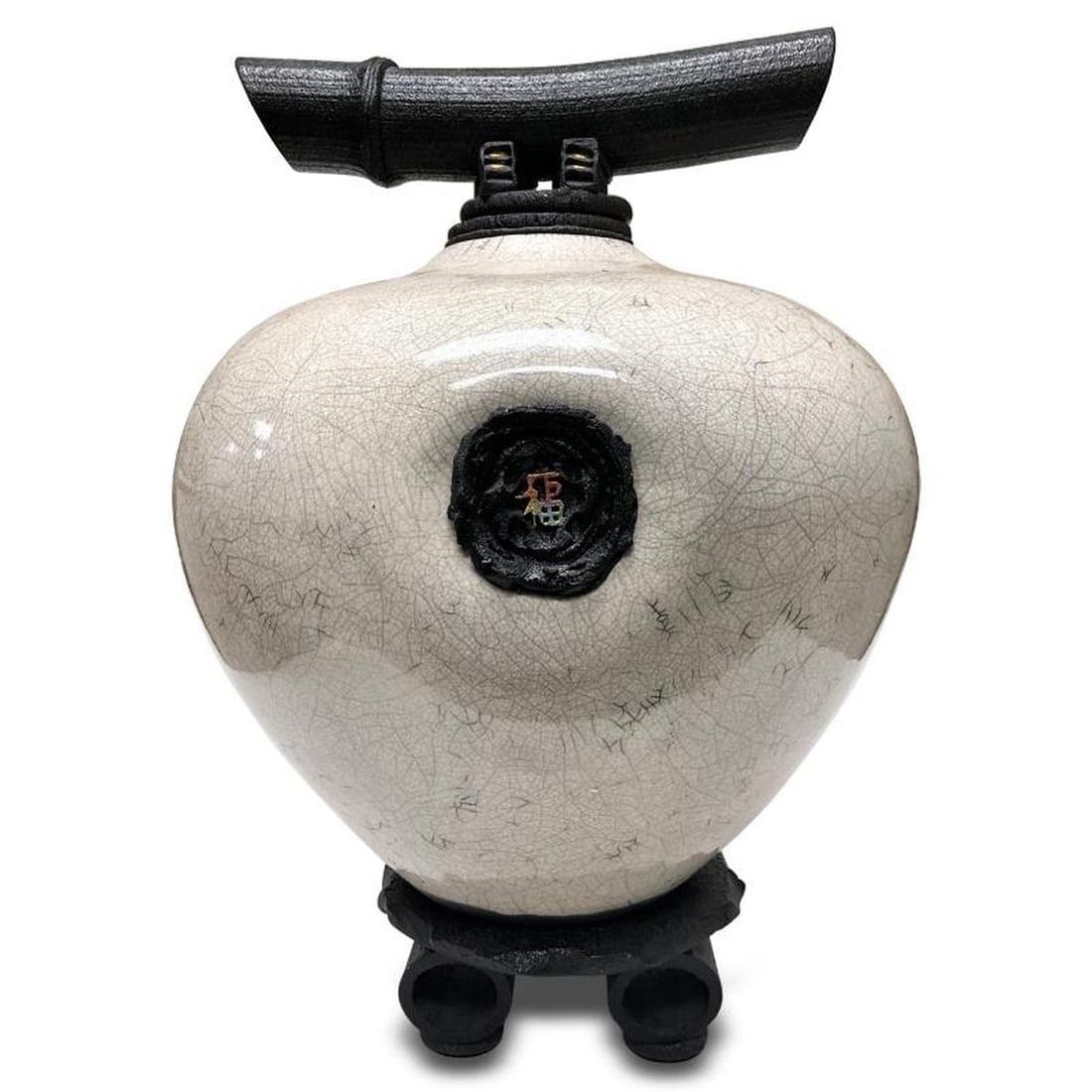 Matthew Lovein, "Three Wishes" Original Raku Ceramic Sculpture, Hand Signed with Letter of (1 of 3)