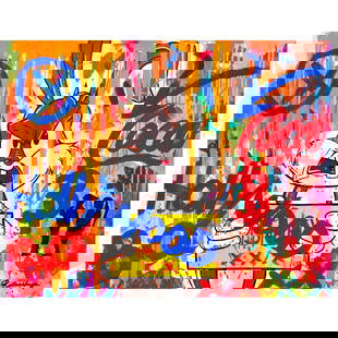Nastya Rovenskaya- Mixed Media "Angry Rabbit": Artist: Nastya Rovenskaya. Medium: Mixed Media. Title: Angry Rabbit. Size: 24" x 30". Signature: Hand Signed. Certificate of Authenticity: Is included. Reference#: 44384.