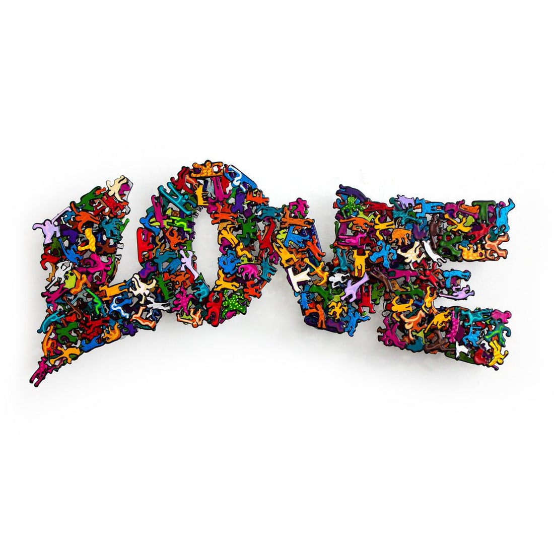 Patricia Govezensky- Original Painting on Cutout Steel "LOVE": Artist: Patricia Govezensky. Medium: Original Painting on Cutout Steel. Title: LOVE. Size: 9" x 19.5". Signature: Hand Signed by the artist. Certificate of Authenticity: From the publisher. Additional