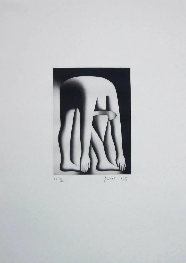 Mark Kostabi- Limited edition serigraph "body by jake": Artist: Mark Kostabi. Medium: Limited edition serigraph. Title: body by jake. Size: 21" x 15". Signature: Hand signed and numbered. Reference#: 28066.