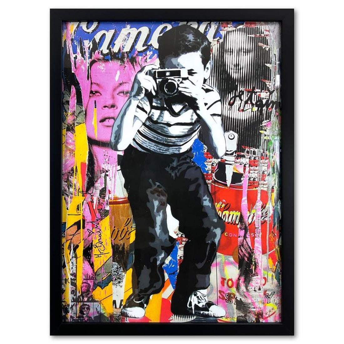 Mr. Brainwash, "Smile" Custom Framed Plate Signed Offset Lithograph. (1 of 2)