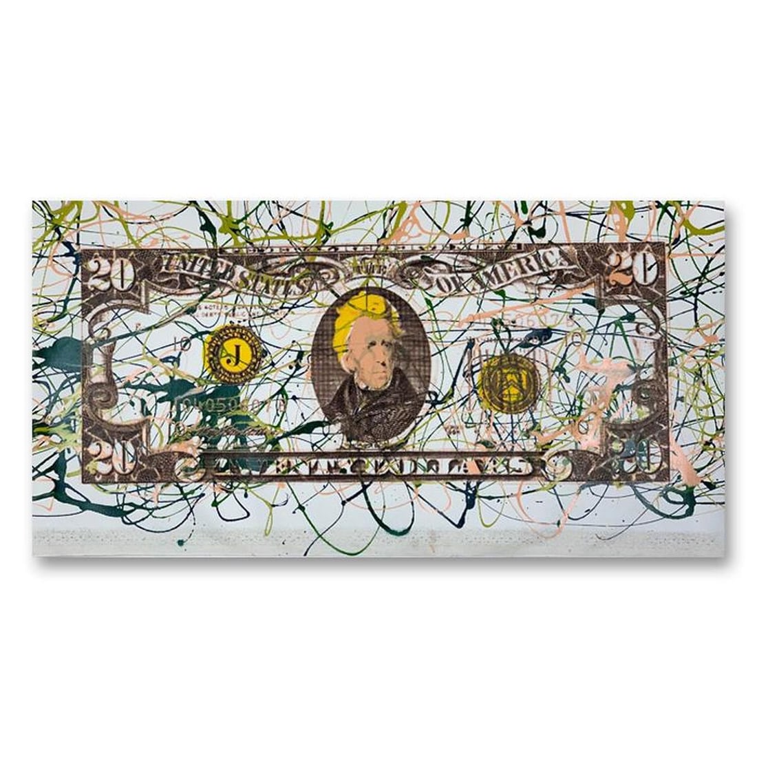 Steve Kaufman (1960-2010), "20 Dollar Bill" Hand Signed Limited Edition Hand Pulled Silkscreen Mixed (1 of 2)