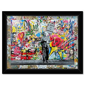Mr. Brainwash, "M = BW2 Collage" Framed Unique (UNIQ) Mixed Media, Hand Signed with Certificate of (1 of 3)