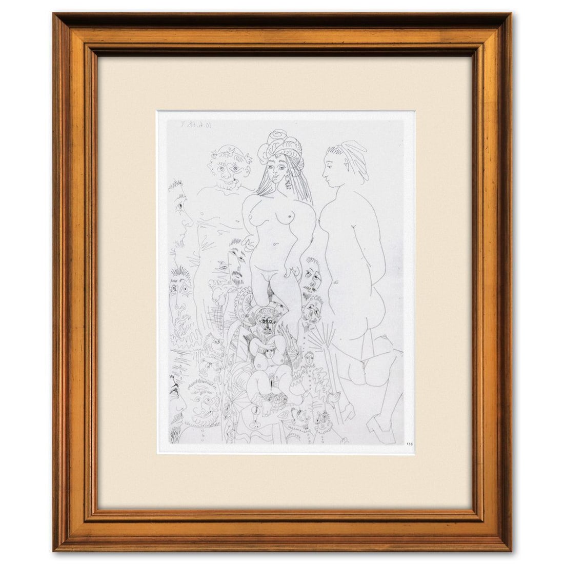 After Pablo Picasso- Offset Lithograph "From The 347 Series": Artist: After Pablo Picasso. Medium: Offset Lithograph. Title: From The 347 Series. Size: 6" x 8". Measures approx. 12" x 14" (framed). Additional: Custom framed. Unsigned and unnumbered. The 347 Seri