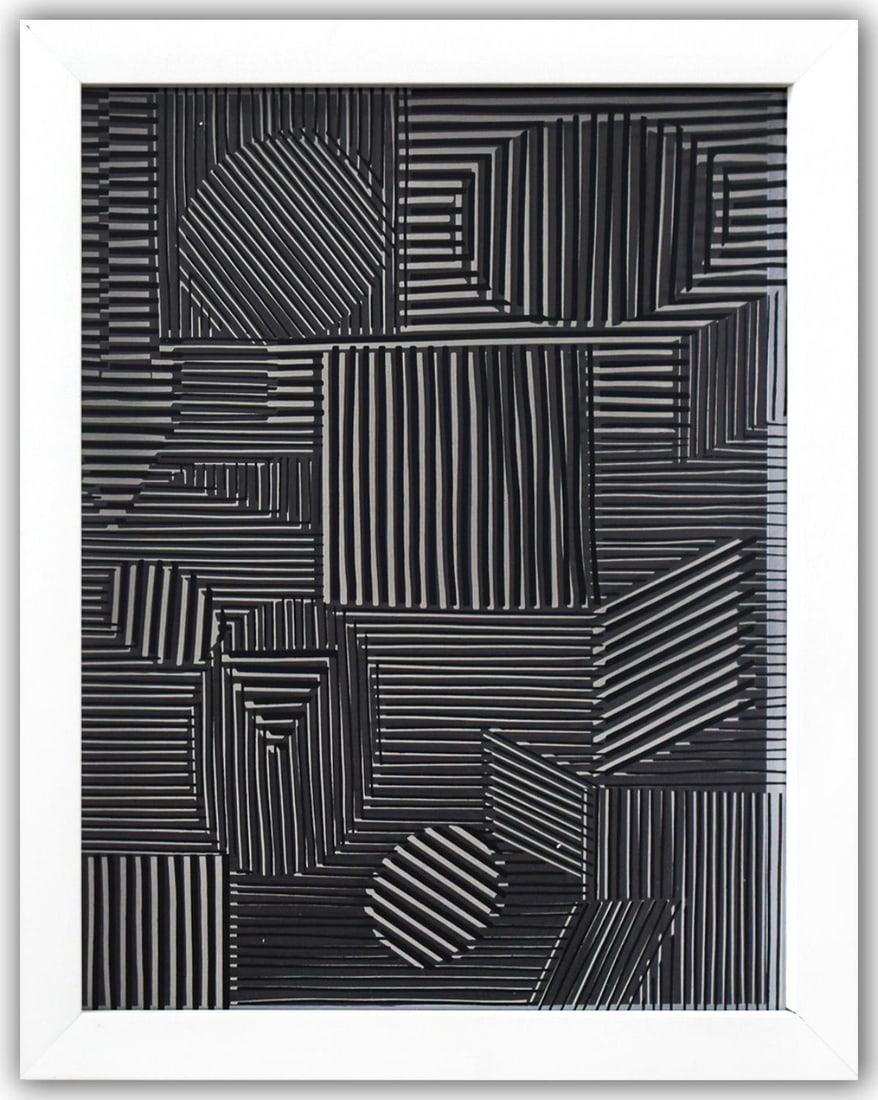 Victor Vasarely- 3D Wall Sculpture/object "Cinetiques": Artist: Victor Vasarely. Medium: 3D Wall Sculpture/object. Title: Cinetiques. Size: 11" x 9". Measures approx. 13" x 10.5" (framed). Additional: Custom Framed. 2 layers- Top layer printed on clear Luc