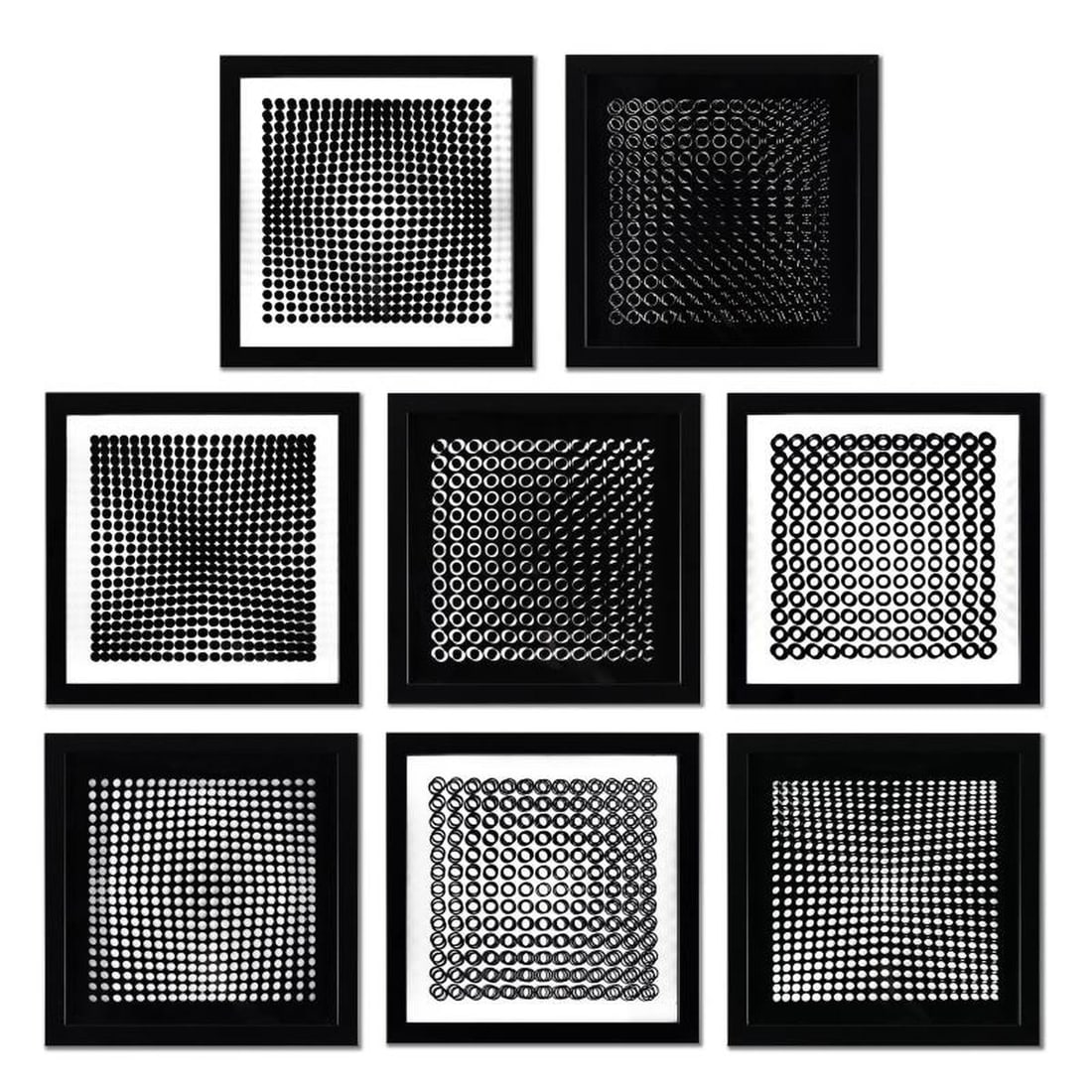 Victor Vasarely (1908-1997), "Trois Dimensions Optique de la série Cinetiques (Set of 8)" Framed (1 of 3)