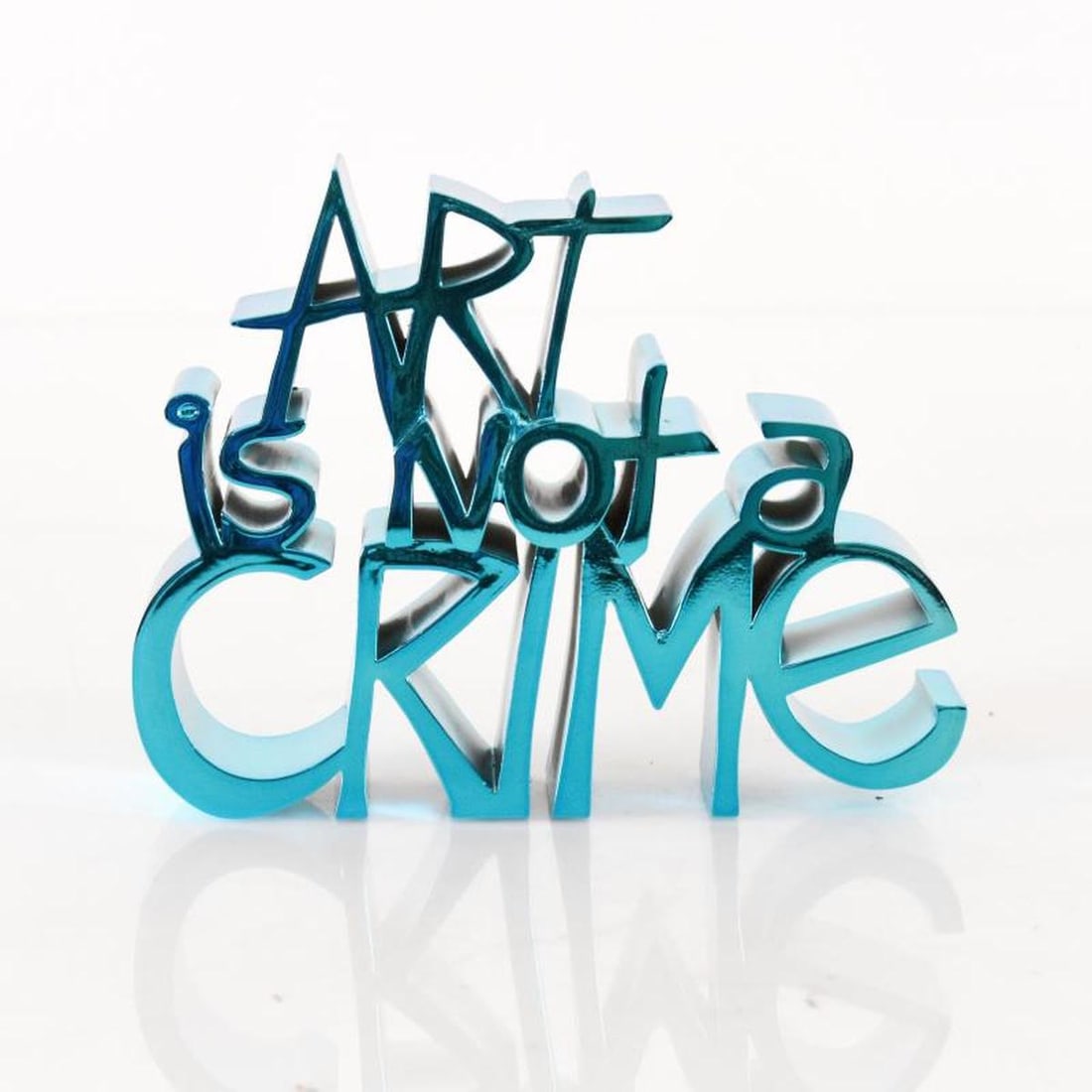 Mr. Brainwash, "Art Is Not a Crime (Chrome Blue)" Limited Edition Resin Sculpture, Numbered and Hand (1 of 3)