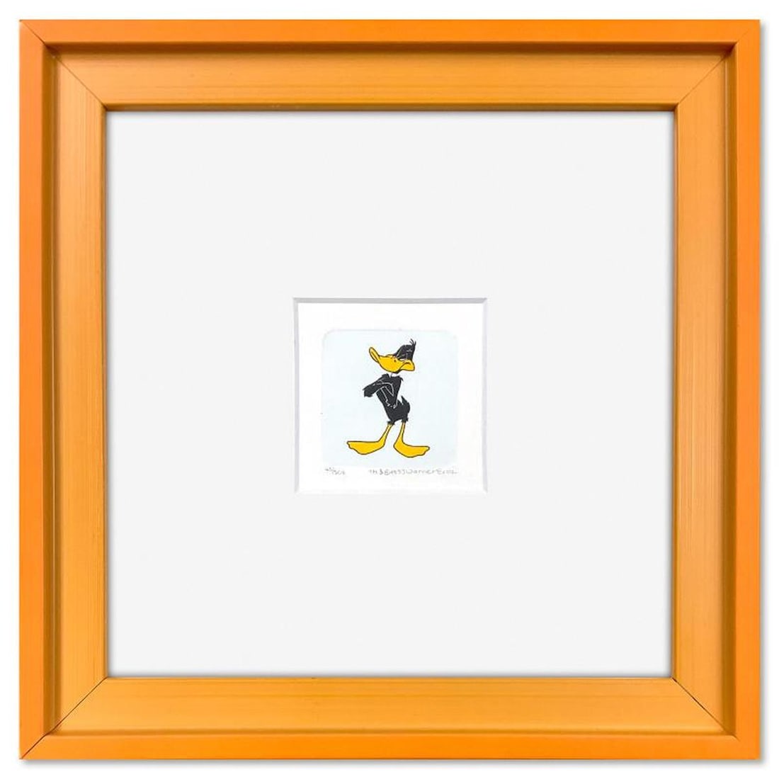 Daffy Duck (Arms Crossed) Framed Limited Edition Etching with Hand Tinted Color from Warner Bros.,: Daffy Duck (Arms Crossed) is a limited edition etching on paper with hand tinted coloring from Warner Bros., numbered and dated 1999. This piece comes framed. Measures approx. 9" x 9" (frame), 1.5" x