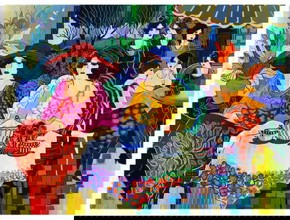 Patricia Govezensky- Original Acrylic on Canvas "Gaby and Michal": Artist: Patricia Govezensky. Medium: Original Acrylic on Canvas. Title: Gaby and Michal. Size: 30" x 40". Signature: Hand Signed by the artist. Certificate of Authenticity: From the publisher.