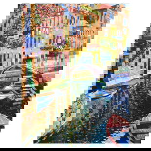 Howard Behrens (1933-2014), "Romantic Canal" Limited Edition on Canvas, Numbered and Signed with: Romantic Canal is a limited edition giclee on canvas by Howard Behrens (1933-2014), numbered and bearing the authorized signature of the artist. This piece is from Behrens' Legacy Edition. Includes