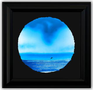 Wyland- Original Watercolor Painting on Deckle Edge Paper "Dolphin": Artist: Wyland. Medium: Original Watercolor Painting on Deckle Edge Paper. Title: Dolphin. Size: 19" x 19". Measures approx. 30" x 30" (framed). Signature: Hand Signed by the artist. Certificate of