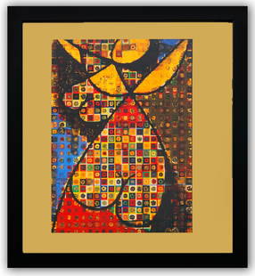 Victor Vasarely- Heliogravure Print "Untitled": Artist: Victor Vasarely. Medium: Heliogravure Print. Title: Untitled. Size: 11" x 10". Measures approx. 13" x 12" (framed). Additional: Custom Framed. Reference#: 21545.