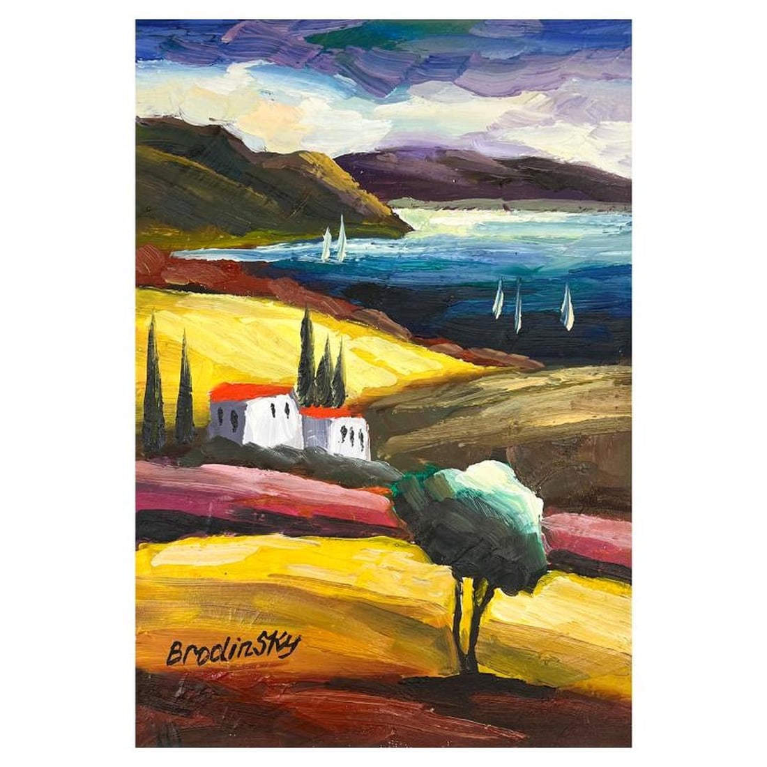 Slava Brodinsky Hand Signed Original Painting on Canvas with Letter of Authenticity.: This is an original painting oil on canvas by Slava Brodinsky. Hand signed by the artist, this piece comes with a letter of authenticity. Measures approximately 16" x 12" (image). Reference#: 68532.