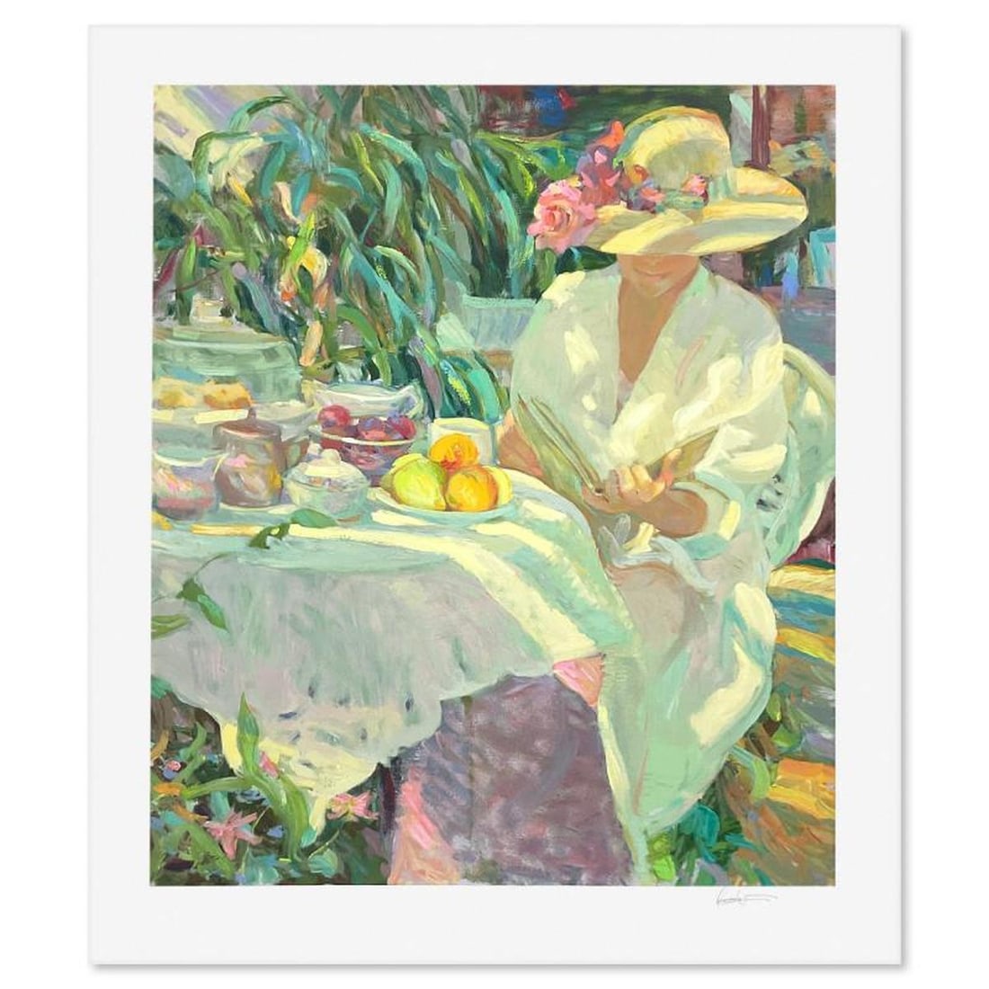 Don Hatfield, "Garden Solitude" Limited Edition Printer's Proof Serigraph, Numbered and Hand Signed: Garden Solitude is a limited edition printer's proof serigraph on paper by Don Hatfield, numbered and hand signed by the artist. Includes Letter of Authenticity. Measures approx. 37" x 31" (border), 3
