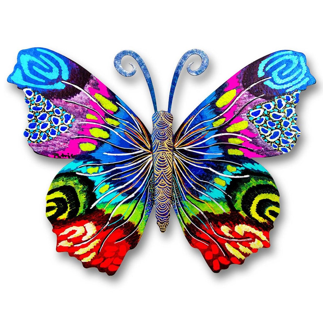 Patricia Govezensky- Original Painting on Cutout Steel "Butterfly": Artist: Patricia Govezensky. Medium: Original Painting on Cutout Steel. Title: Butterfly. Size: 9" x 12". Signature: Hand Signed by the artist. Certificate of Authenticity: From the publisher. Referen