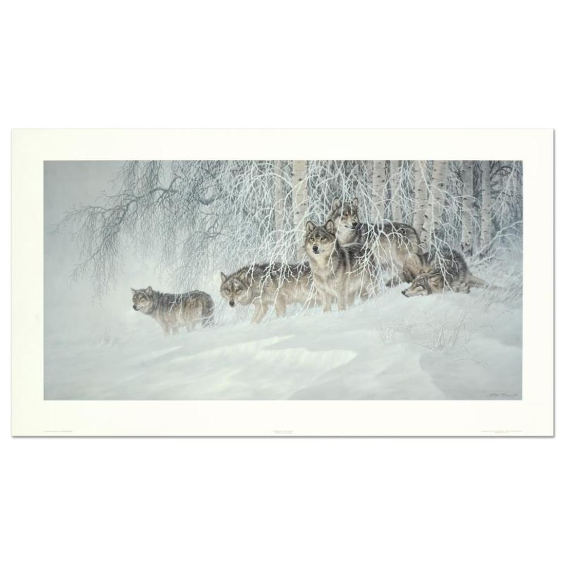 Larry Fanning (1938-2014), "Winter's Lace - Gray Wolves" Limited Edition Lithograph, Numbered and (1 of 3)