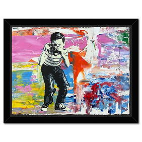 Mr. Brainwash, "Smile" Framed Unique (UNIQ) Mixed Media, Hand Signed with Certificate of (1 of 3)