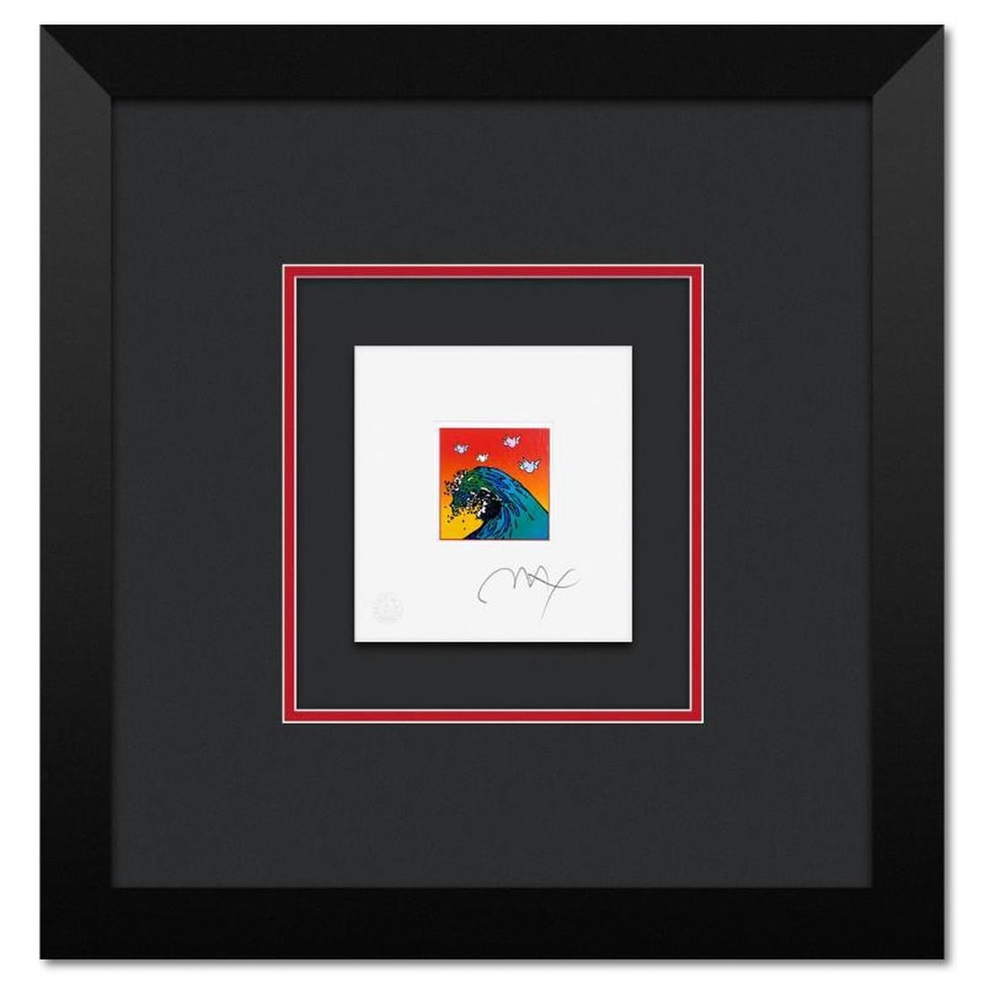Peter Max, "Great Wave with Doves" Framed Limited Edition Lithograph, Numbered and Hand Signed with (1 of 2)
