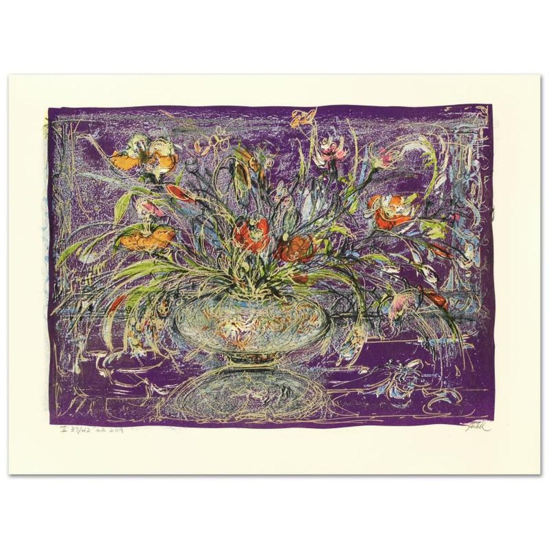 Floral Mystic Limited Edition Lithograph by Edna Hibel (1917-2014), Numbered and Hand Signed with (1 of 1)
