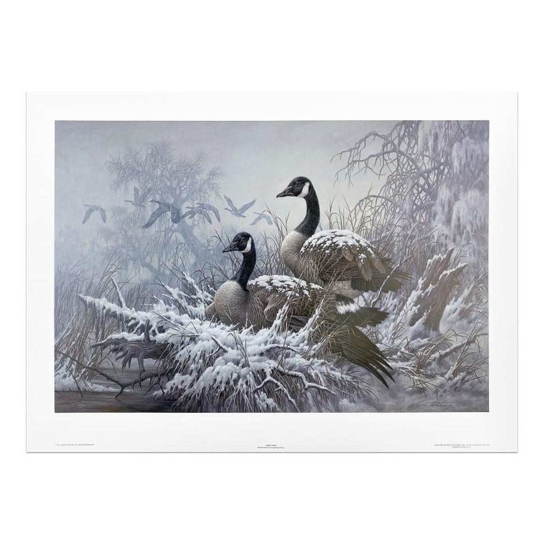 Larry Fanning (1938-2014), "April Snow - Canada Geese" Limited Edition Lithograph, Numbered and Hand (1 of 2)