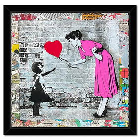 Mr. Brainwash, "Love Catcher" Framed Unique (UNIQ) Mixed Media, Hand Signed with Certificate of (1 of 3)