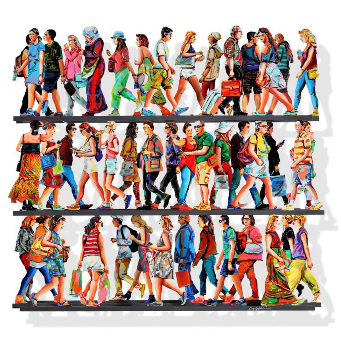 David Gerstein- Mixed Media Cutout Aluminum "5TH AVENUE K": Artist: David Gerstein. Medium: Mixed Media Cutout Aluminum. Title: 5TH AVENUE K. Size: 27" x 30". Signature: Signed and numbered. Certificate of Authenticity: Is included. Additional: Edition of 150.