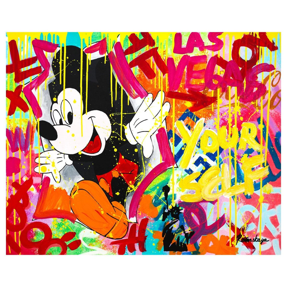 Nastya Rovenskaya- Mixed Media "Surprise by Mickey Mouse" (1 of 2)