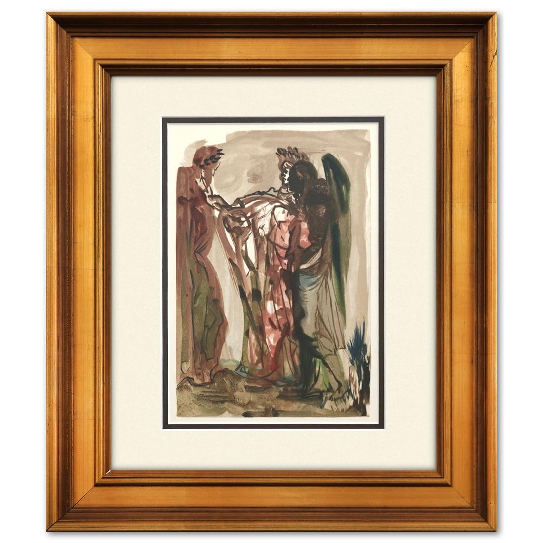 Salvador Dali- Original Color Woodcut on B.F.K. Rives Paper "Purgatory 11": Artist: Salvador Dali. Medium: Original Color Woodcut on B.F.K. Rives Paper. Title: Purgatory 11. Size: 13" x 10". Measures approx. 18.5" x 15.5" (framed). Certificate of Authenticity: Is included. Ad