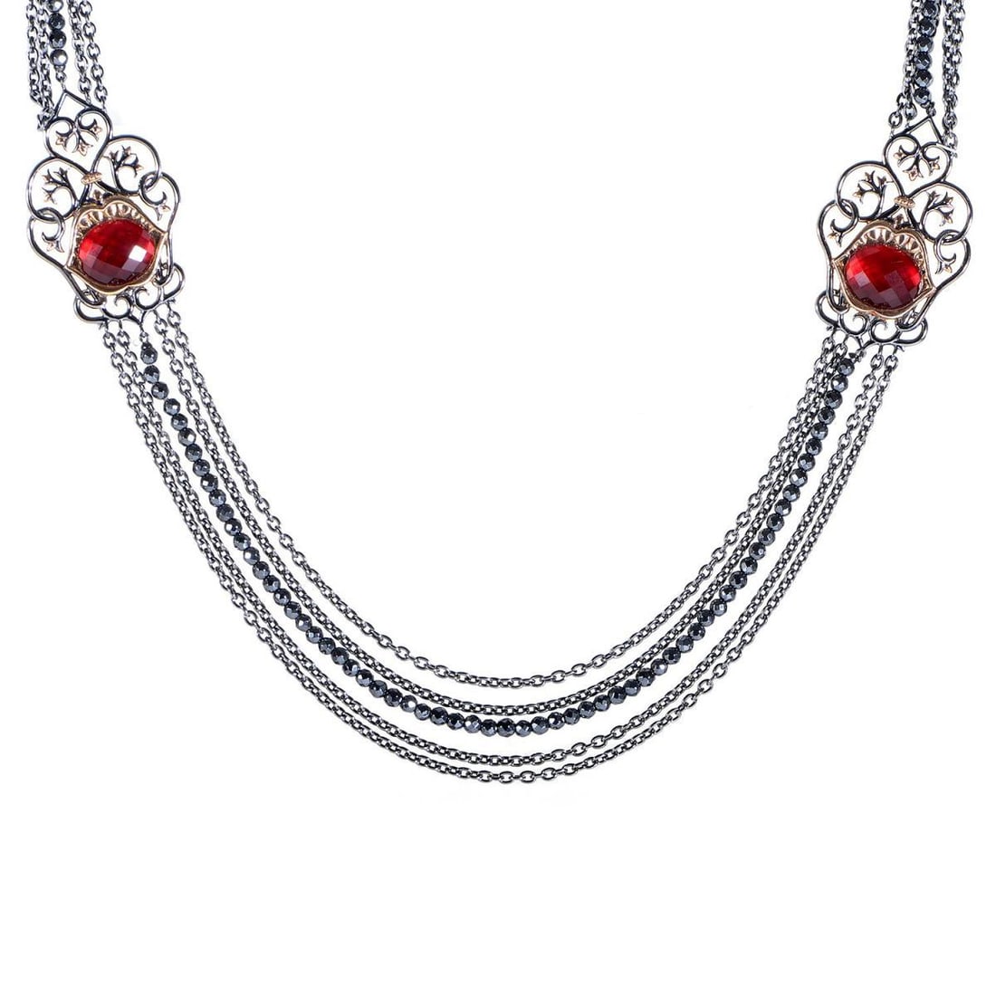 STEPHEN WEBSTER LES DENTS DE LA MER STERLING SILVER & QUARTZ NECKLACE: Boasting a strong aura of vintage beauty and classic luxury, this exquisite addition to the Les Dents de la Mer collection from Stephen Webster is a truly majestic sight to behold, with the magnificen
