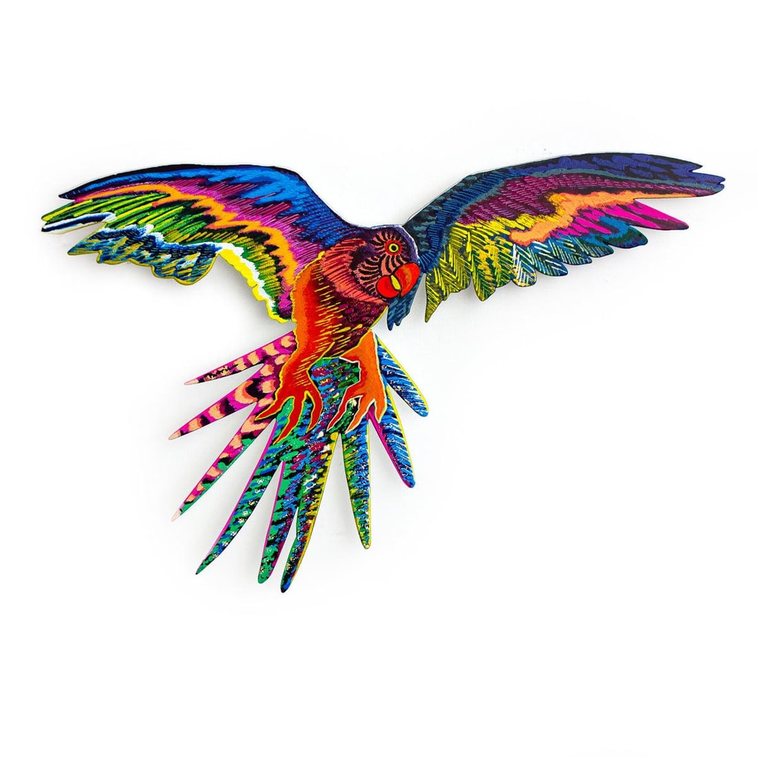 Patricia Govezensky- Original Painting on Laser Cut Steel "Macaw" (1 of 2)