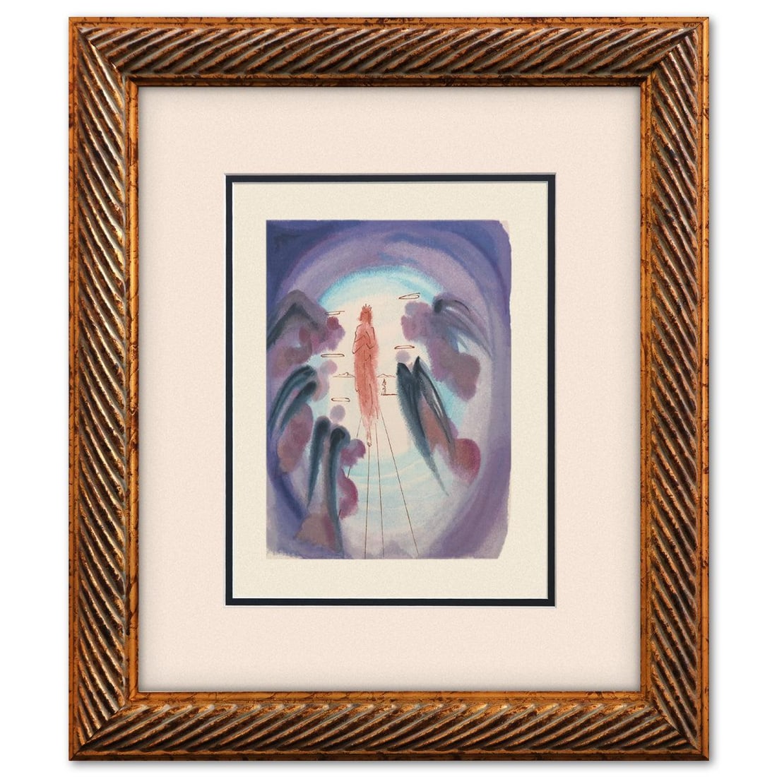 Salvador Dali- Original Color Woodcut on B.F.K. Rives Paper "Paradise 24": Artist: Salvador Dali. Medium: Original Color Woodcut on B.F.K. Rives Paper. Title: Paradise 24. Size: 13" x 10". Measures approx. 21" x 18" (framed). Certificate of Authenticity: Is included. Additio