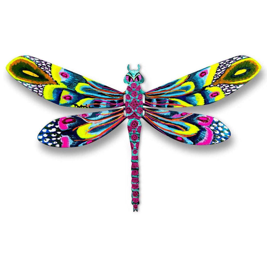 Patricia Govezensky- Original Painting on Cutout Steel "Dragonfly": Artist: Patricia Govezensky. Medium: Original Painting on Cutout Steel. Title: Dragonfly. Size: 7.5" x 12". Signature: Hand Signed by the artist. Certificate of Authenticity: From the publisher. Refer