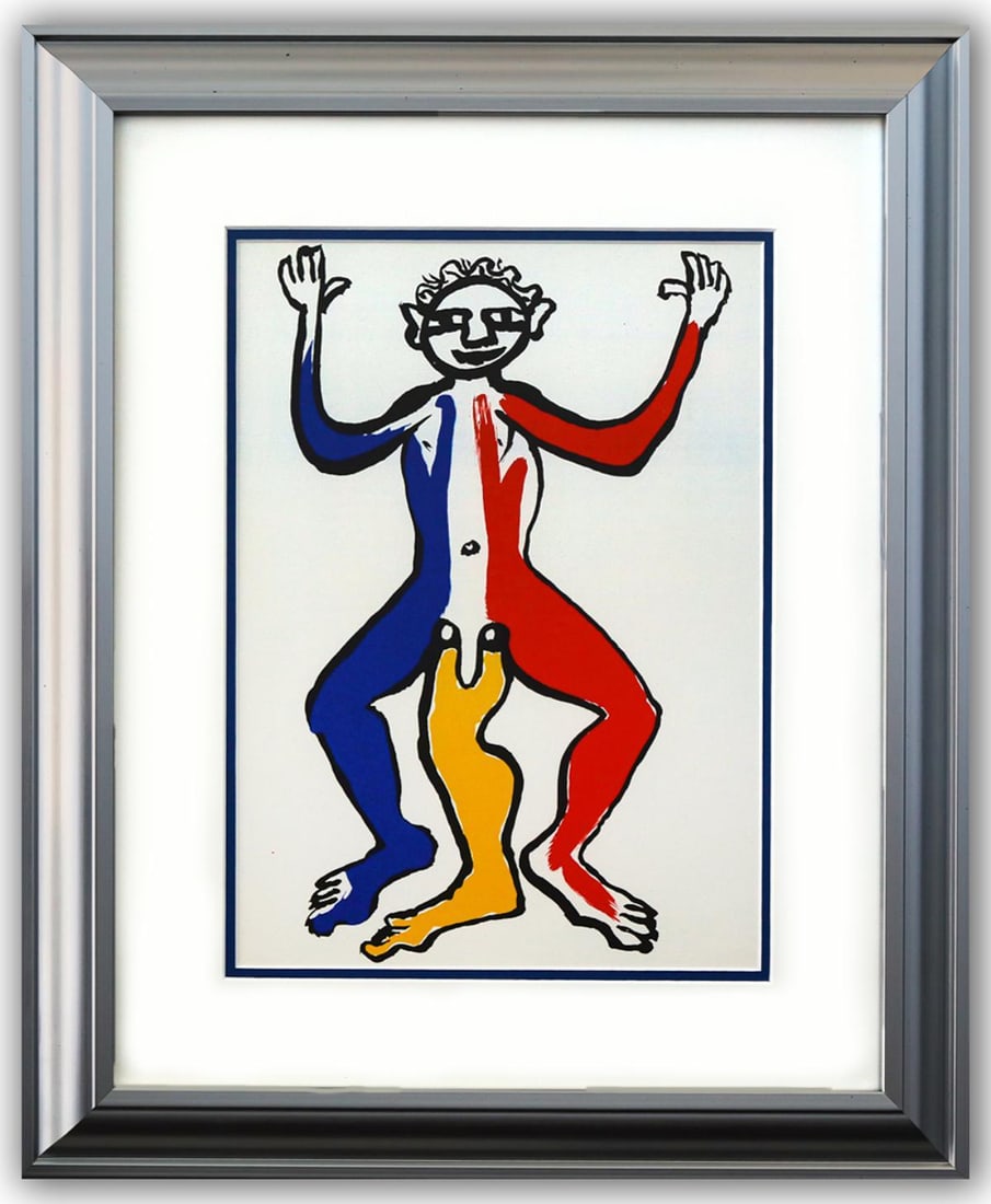 Alexander Calder- Lithograph "DLM212 - UN PATRIOTE": Artist: Alexander Calder. Medium: Lithograph. Title: DLM212 - UN PATRIOTE. Size: 15" x 11". Measures approx. 23" x 19" (framed). Certificate of Authenticity: Is included. Additional: Custom framed. Re