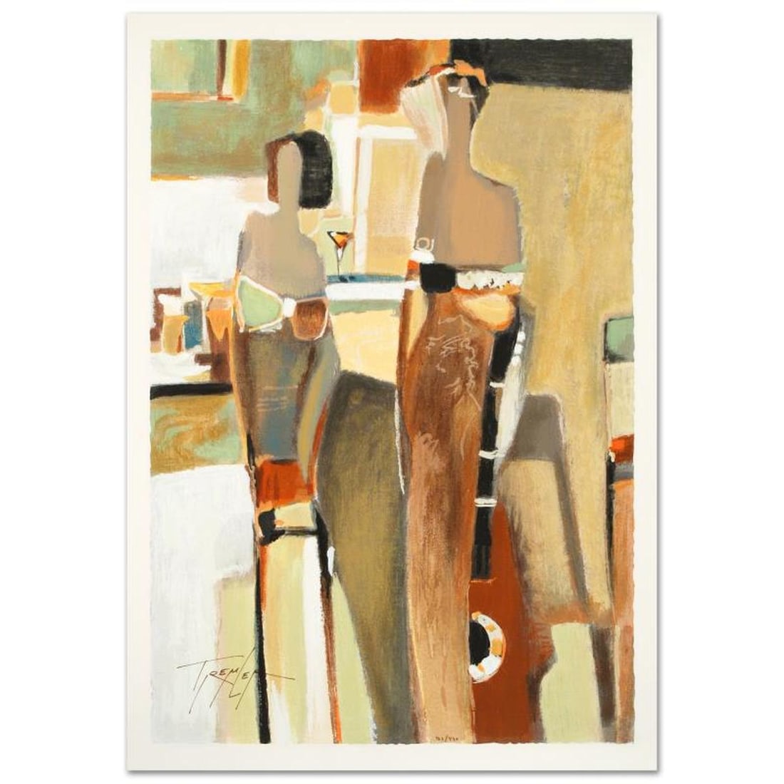 Bar Scene II Limited Edition Serigraph by the Gifted Yuri Tremler, Hand Signed with Certificate of: Enjoy this flowing artistry filled with class and sophistication by Yuri Tremler! "Bar Scene II" is a limited edition serigraph on paper, hand signed by Tremler! Includes Certificate of Authenticity!